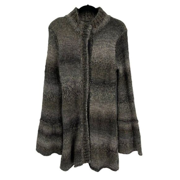 PrAna Amber Duster Sweater Cardigan Wool Blend Button Front Tan Gray Medium - Picture 4 of 14